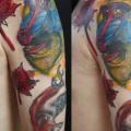 Shoulder Arm Bird Monkey tattoo by Jessica Mach