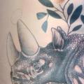 Side Belly Rhino Leaf tattoo by Jessica Mach