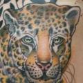 Thigh Leopard tattoo by Jessica Mach