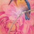 Realistic Flower Back Bird tattoo by Csaba Kiss
