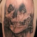 Shoulder Skull Mirror Painting tattoo by Csaba Kiss