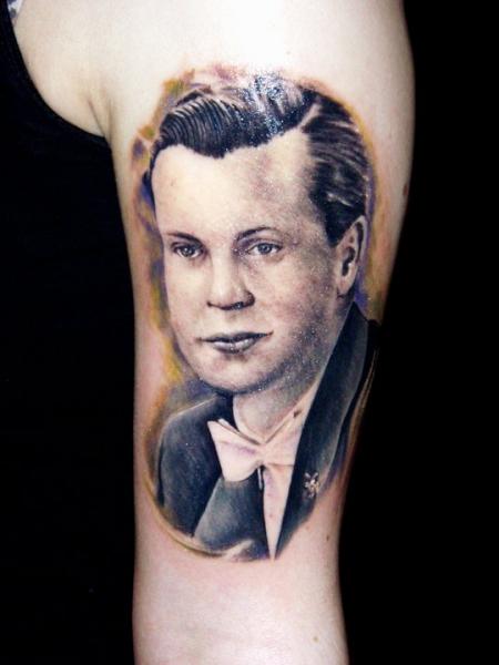 Shoulder Portrait Realistic Tattoo by Csaba Kiss