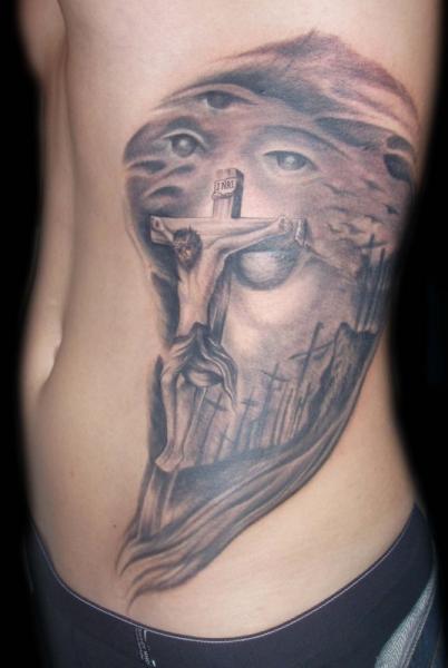 Tatuaje Lado Religioso Cruz por Csaba Kiss