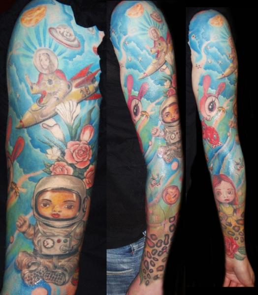 Fantasy Astronaut Sleeve Tattoo by Csaba Kiss