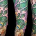 Flower Leaf Sleeve tattoo by Csaba Kiss