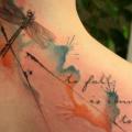 tatuagem Estilo de Escrita Costas Libélula por Giahi