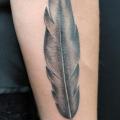 Arm Realistic Feather tattoo by Skin Deep Art