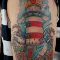 Schulter Leuchtturm Vogel tattoo von Skin Deep Art