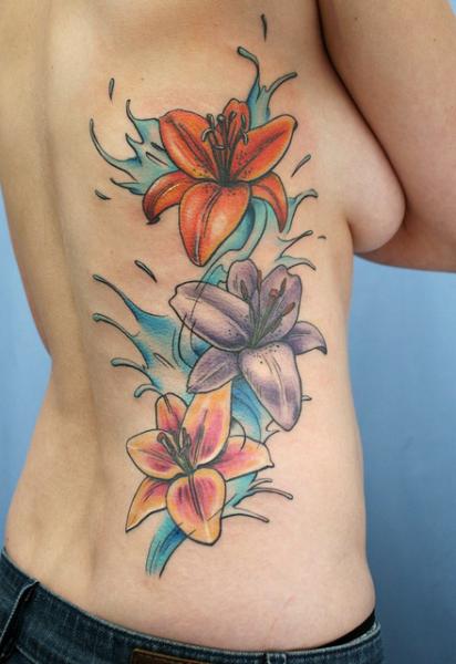 Realistic Flower Side Tattoo by Skin Deep Art