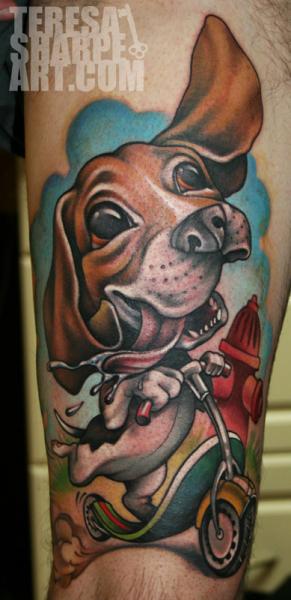 Arm Fantasy Dog Tattoo by Teresa Sharpe