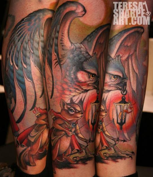 Arm Fantasy Owl Tattoo by Teresa Sharpe