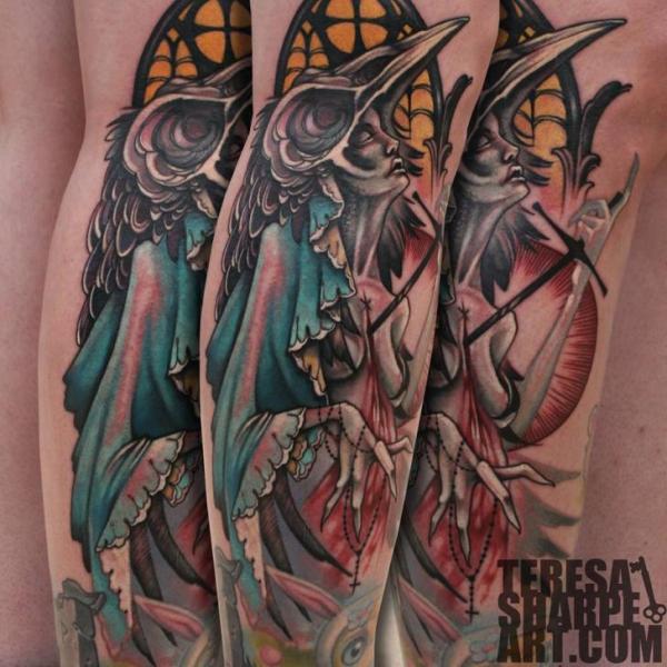 Arm Fantasy Crow Tattoo by Teresa Sharpe