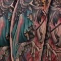 Arm Fantasy Crow tattoo by Teresa Sharpe