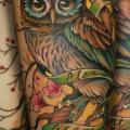 Leg Owl tattoo by Teresa Sharpe