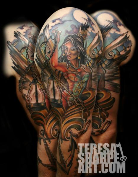 Schulter Arm Fantasie Indisch Tattoo von Teresa Sharpe