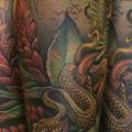 Shoulder Snake Moon tattoo by Teresa Sharpe