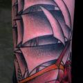 Arm Old School Galleon tattoo by Lucky 7 Tattoos