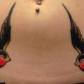 Old School Swallow Belly tattoo by Lucky 7 Tattoos