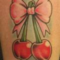 Calf Cherry Ribbon tattoo by Stay True Tattoo