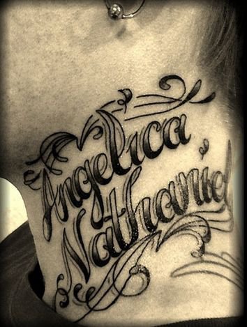 Lettering Neck Tattoo by Stay True Tattoo