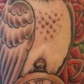 Shoulder Clock Old School Owl tattoo by Stay True Tattoo