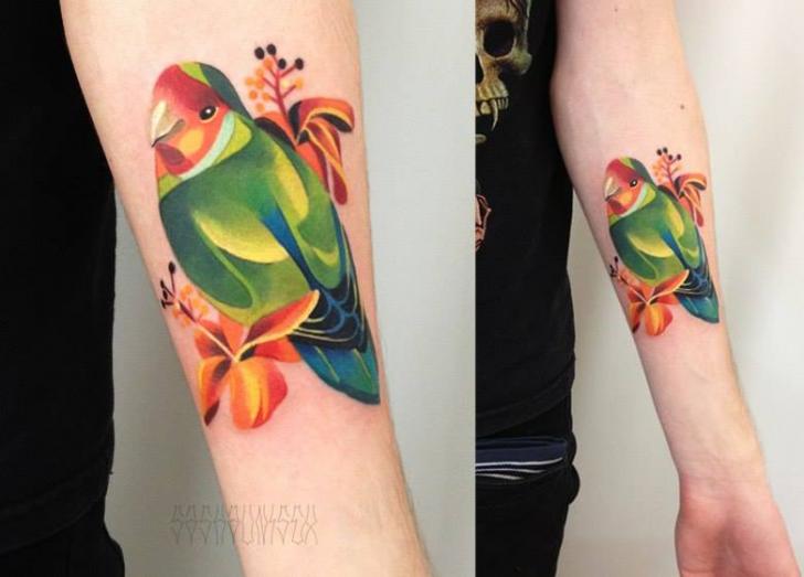 Arm Parrot Tattoo by Sasha Unisex