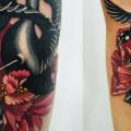 Leg Flower Swan tattoo by Sasha Unisex