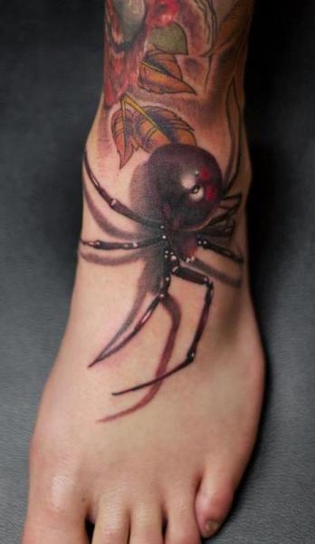 Realistic Foot Spider 3d Tattoo by Art Junkies Tattoos