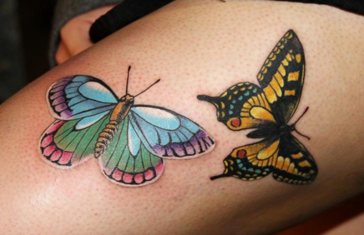 Tatuaggio Realistici Gamba Farfalle di 1969 Tattoo