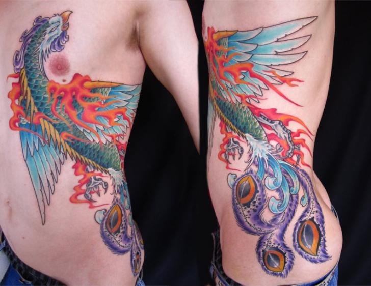 Fantasie Brust Seite Phoenix Tattoo von Evil From The Needle