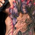 Blumen Seite Totenkopf Vogel tattoo von Evil From The Needle
