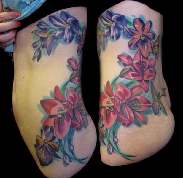 Flower Side Tattoo by Evil From The Needle