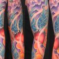 Heart Flower Wings Sleeve tattoo by Evil From The Needle