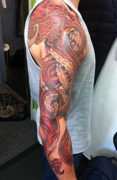 Octopus Sleeve Tattoo by Evil From The Needle