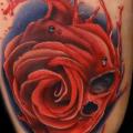 Arm Blumen Totenkopf tattoo von Andres Acosta