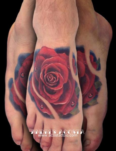 Tatuaje Pie Flor por Andres Acosta