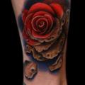 Leg Flower tattoo by Andres Acosta