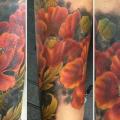 Realistic Leg Flower tattoo by Silvercrane Tattoo