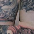 Shoulder Chest Flower Japanese tattoo by Silvercrane Tattoo