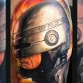 Shoulder Fantasy Robocop tattoo by Roman Kuznetsov Tattoo