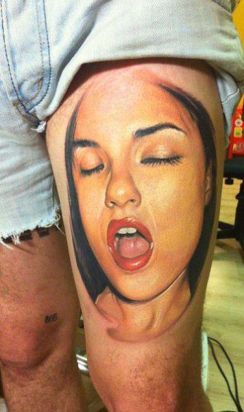 Portrait Realistic Thigh Tattoo by Roman Kuznetsov Tattoo