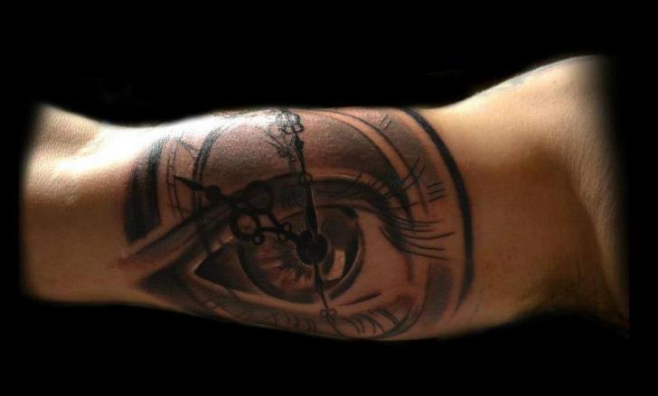 Arm Clock Eye Tattoo by Piranha Tattoo Supplies