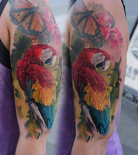 Shoulder Realistic Parrot Tattoo by Piranha Tattoo Supplies
