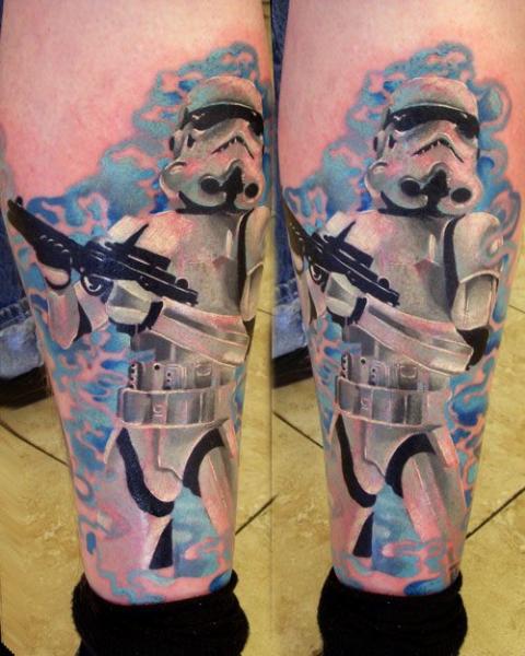 Tatuagem Fantasia Panturrilha Robô Star Wars por Vince Villalvazo