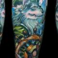 Fantasy Calf Wolf Pirate tattoo by Vince Villalvazo