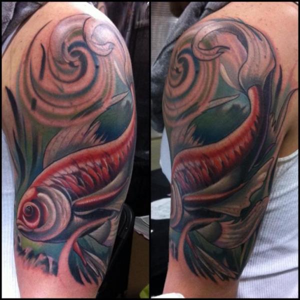 Shoulder Fish Tattoo by Vince Villalvazo