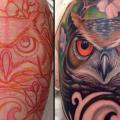 Shoulder Realistic Owl tattoo by Vince Villalvazo