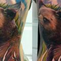 Realistic Side Bear Mountain tattoo by Vince Villalvazo