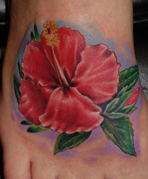 Realistische Fuß Blumen Tattoo von Tantrix Body Art