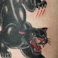 Old School Leg Panther tattoo by Tantrix Body Art